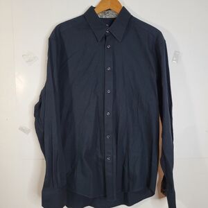 Mens Malibu Cowboy blue on blue stripe LS Button Front Size Large 100% Cotton